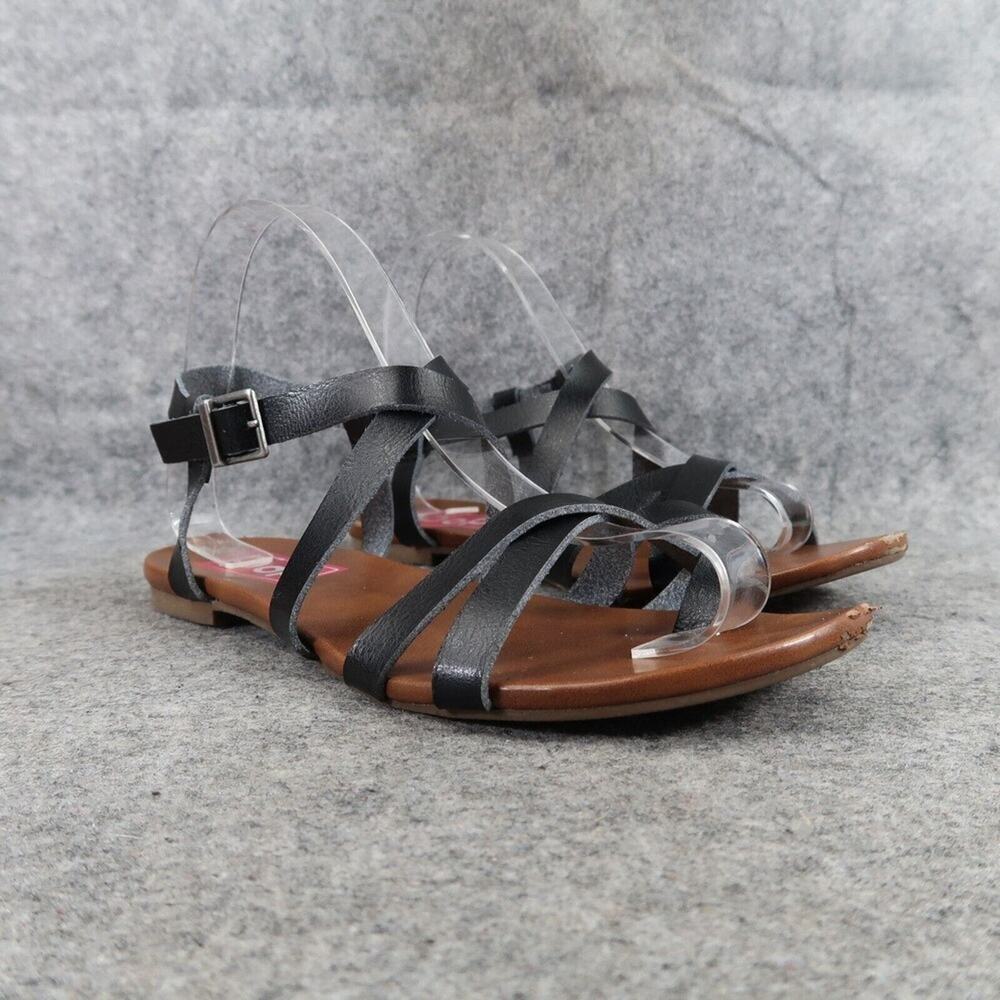 Pop Shoes Womens 7 Sandals Casual Strappy Black Gladiator Flat Comfort Buckle